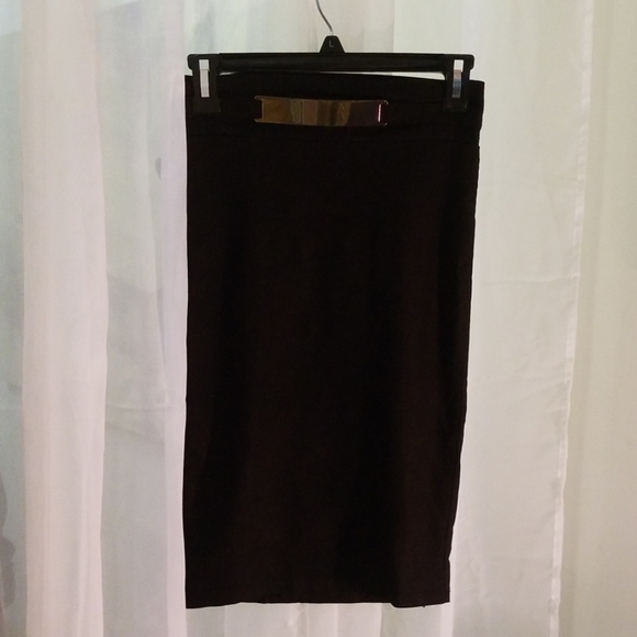 FLOP FASHION Gold Buckled Pencil Skirt - Picture 1 of 5